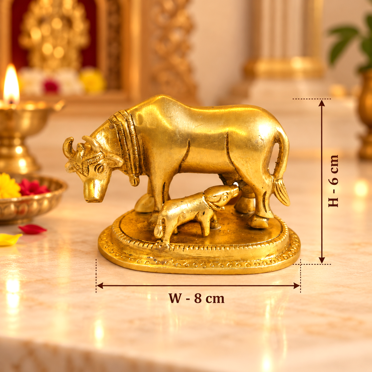 Brass Cow and Calf Idol