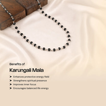 Original Karungali (Ebony Beads) Mala Silver Plated - Gemsinvite  