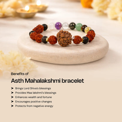 Asth Lakshmi Maha Dhanyog Bracelet with 7 Mukhi Rudraksha - Gemsinvite  