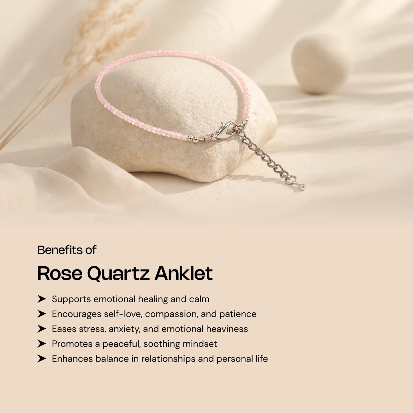 Rose Quartz Anklet - Gemsinvite  