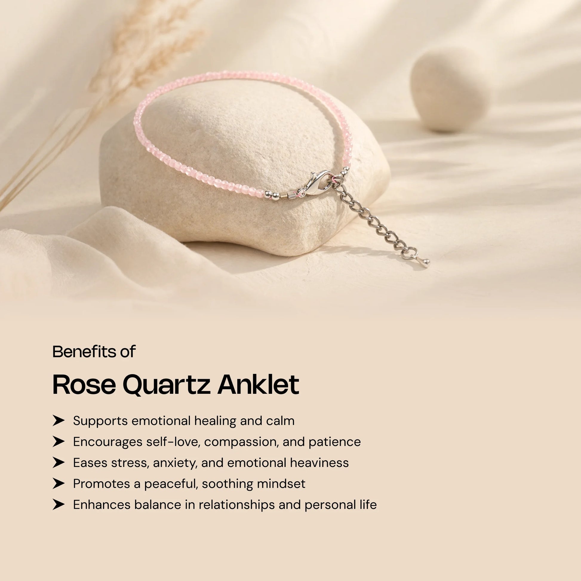 Rose Quartz Anklet - Gemsinvite  