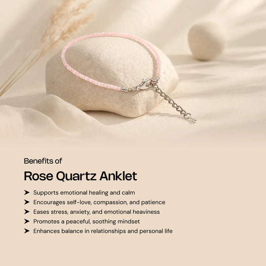 Rose Quartz Anklet - Gemsinvite  