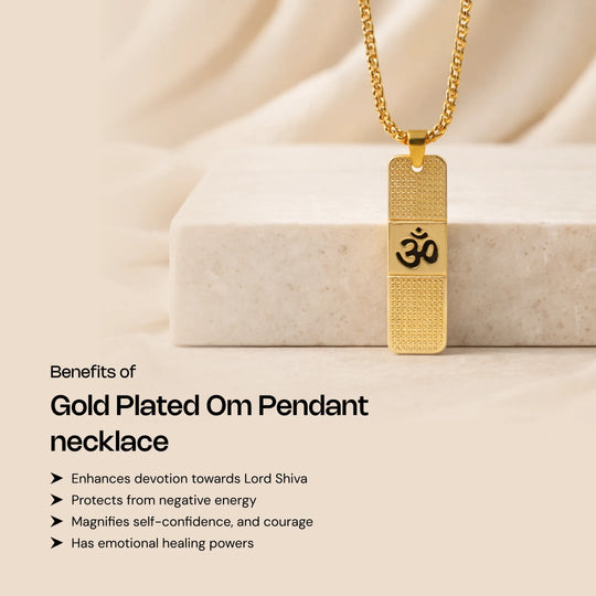 Gold Plated Om Necklace - Gemsinvite  