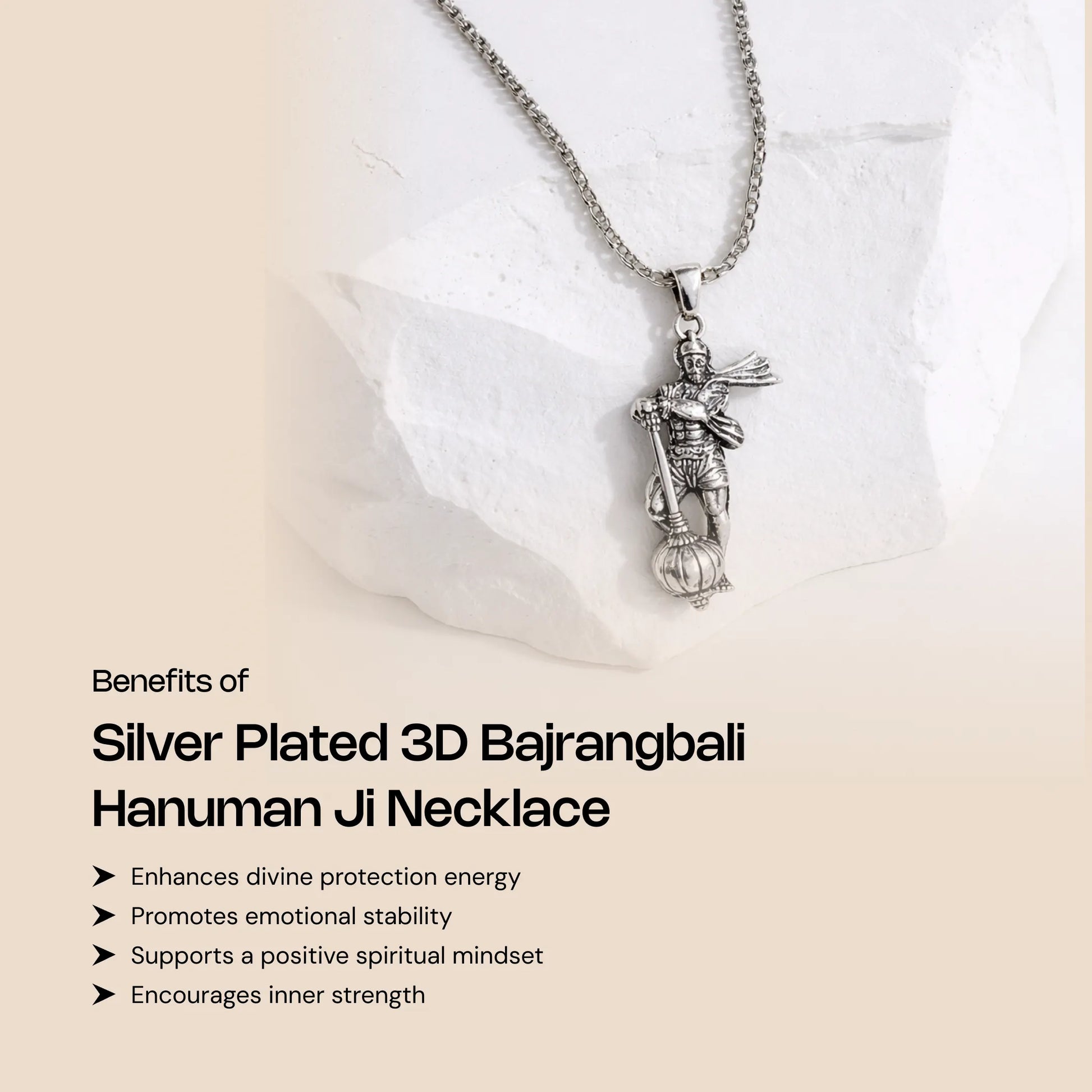 3D Bajrangbali Hanuman Ji Silver Plated Pendant - Gemsinvite  