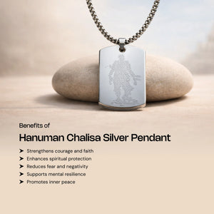 
                    
                      Hanuman Chalisa Engraved Silver Plated Pendant - Gemsinvite  
                    
                  