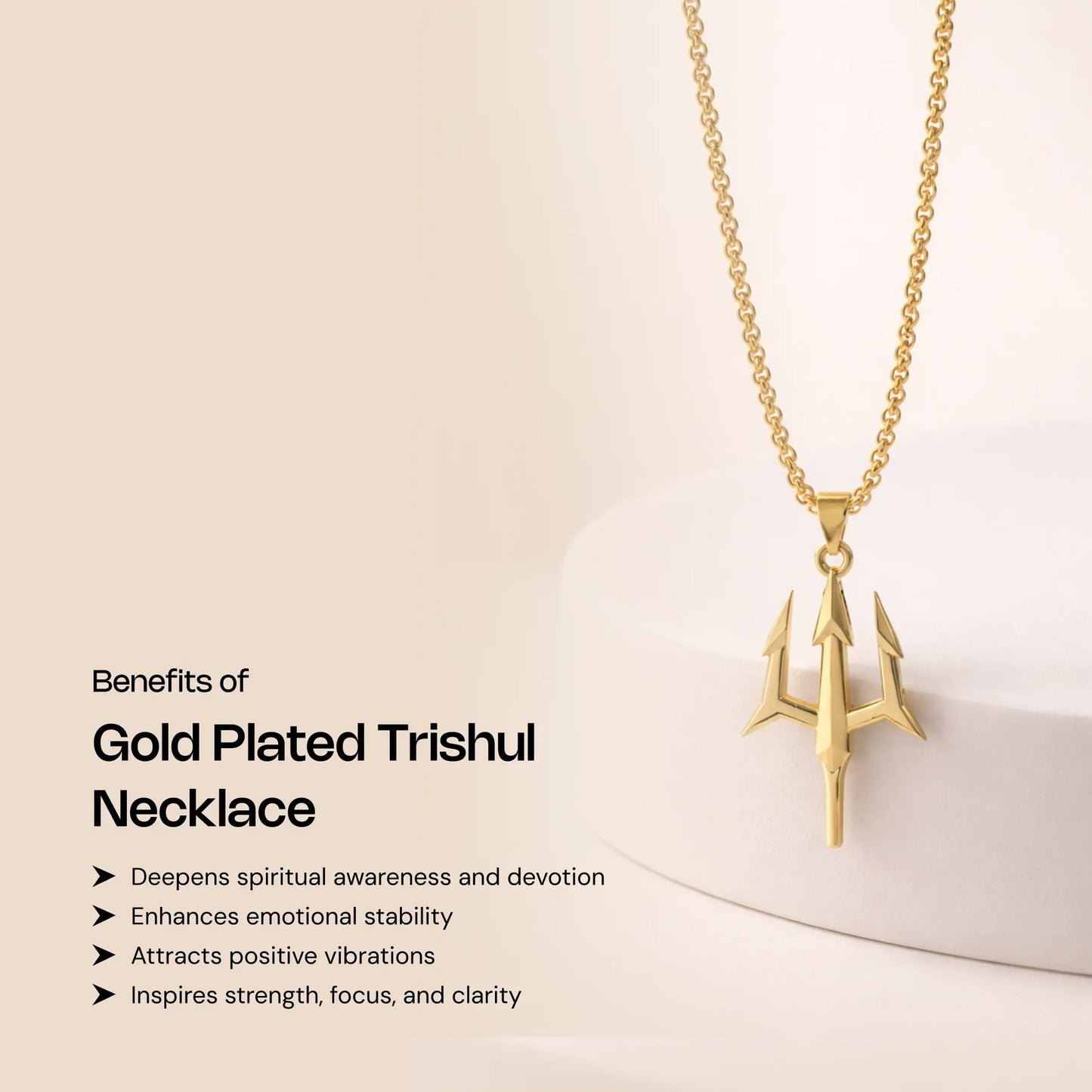 Gold Plated Trishul Necklace - Gemsinvite  