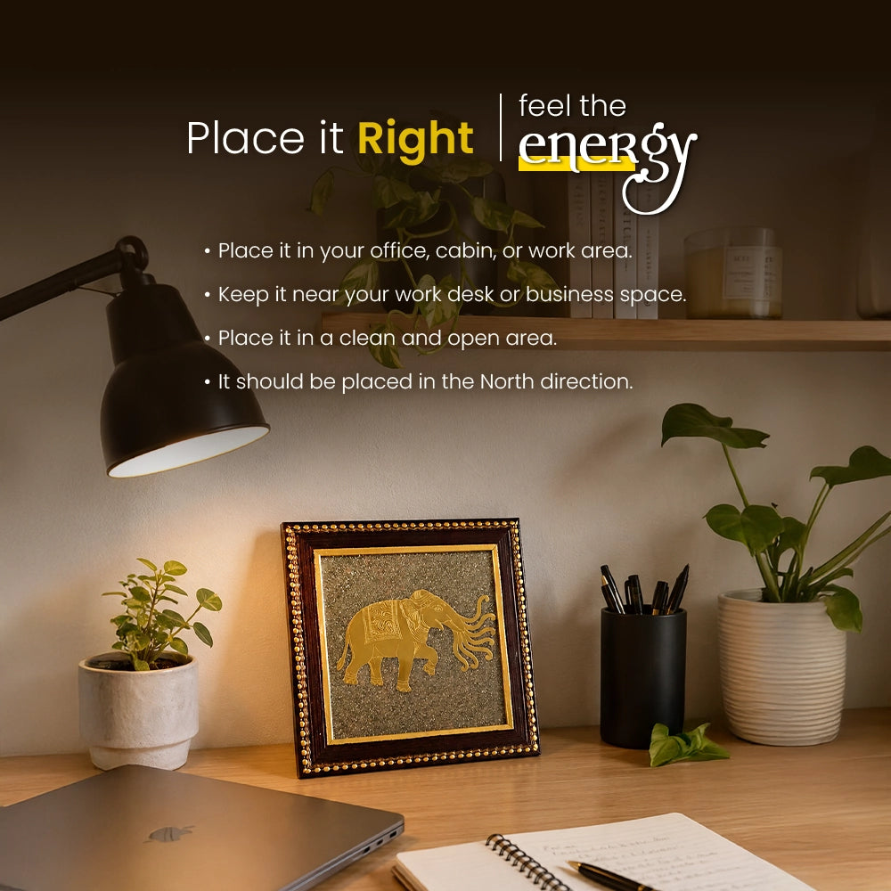 Airavata - 7 Trunk Elephant Raw Pyrite Frame
