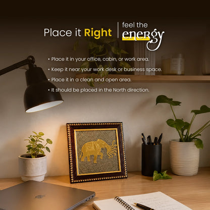 Airavata - 7 Trunk Elephant Raw Pyrite Frame