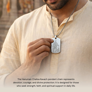 
                    
                      Hanuman Chalisa Engraved Silver Plated Pendant - Gemsinvite  
                    
                  
