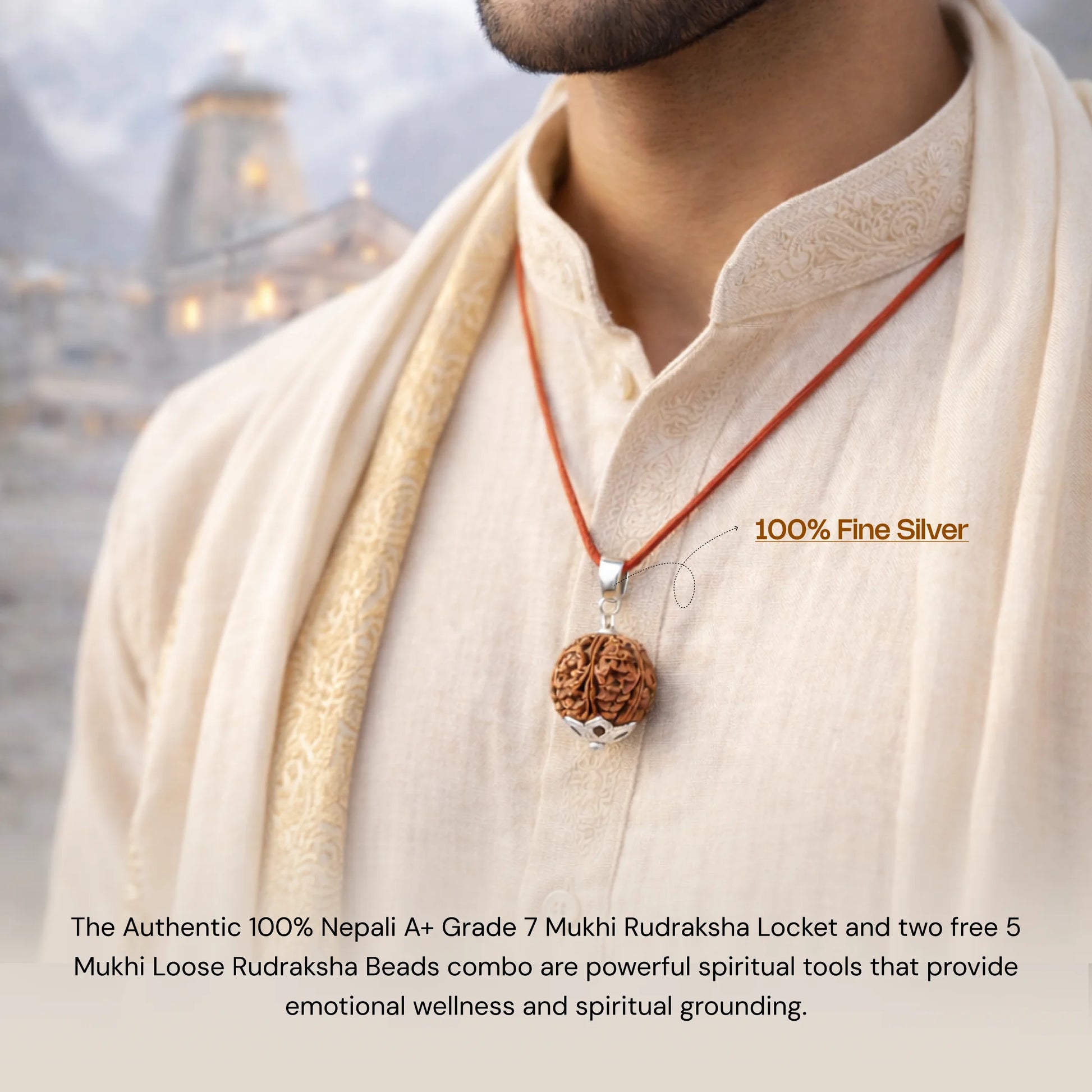 7 Mukhi Rudraksha in Silver Locket + Free 5 Mukhi Rudraksha (2 Pieces) - Gemsinvite  
