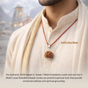 
                    
                      7 Mukhi Rudraksha in Silver Locket + Free 5 Mukhi Rudraksha (2 Pieces) - Gemsinvite  
                    
                  