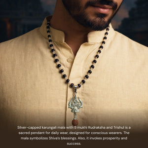 
                    
                      Authentic Silver Karungali Mala with Trishul and Rudraksha - Gemsinvite  
                    
                  
