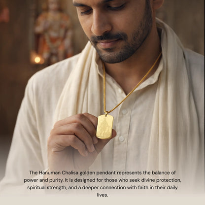 Hanuman Chalisa Engraved Gold Plated Pendant - Gemsinvite  