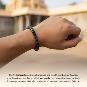 
                    
                      Vijay Lakshmi Pyrite Lava Money Magnet Bracelet - Gemsinvite  
                    
                  