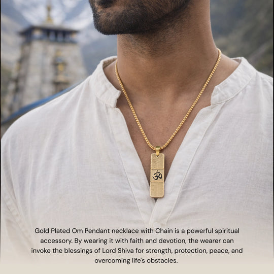 Gold Plated Om Necklace - Gemsinvite  