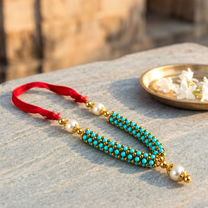Blue Moti Mala for Mandir & Idol Decoration