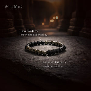 
                    
                      Vijay Lakshmi Pyrite Lava Money Magnet Bracelet - Gemsinvite  
                    
                  