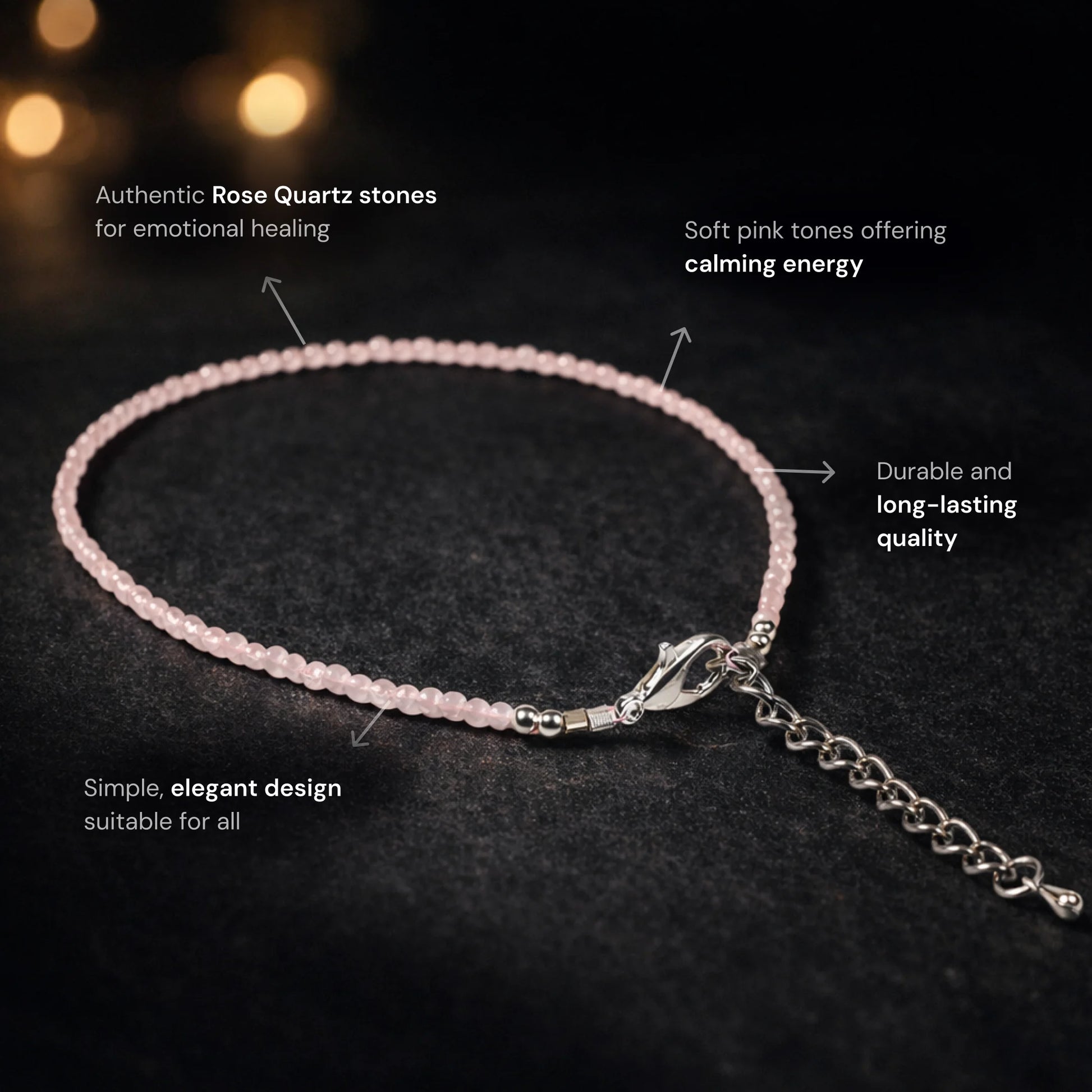 Rose Quartz Anklet - Gemsinvite  