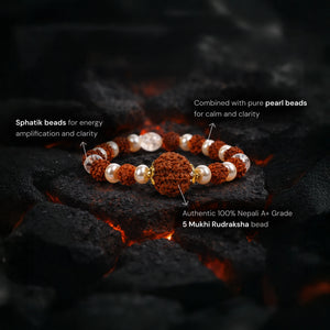 
                    
                      5 Mukhi Rudraksha Gaj Kesari Bracelet with Pearl and Sphatik - Gemsinvite  
                    
                  
