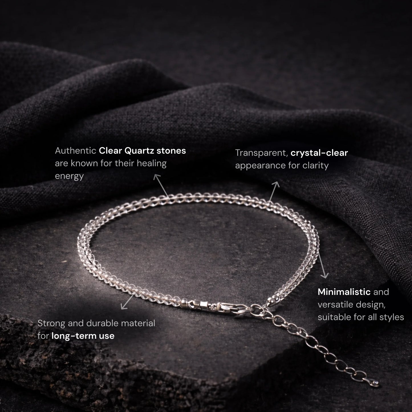 Clear Quartz Anklet - Gemsinvite  