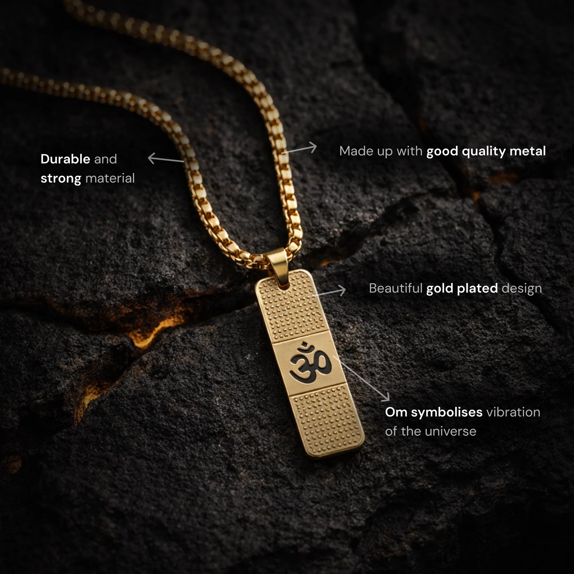 Gold Plated Om Necklace - Gemsinvite  