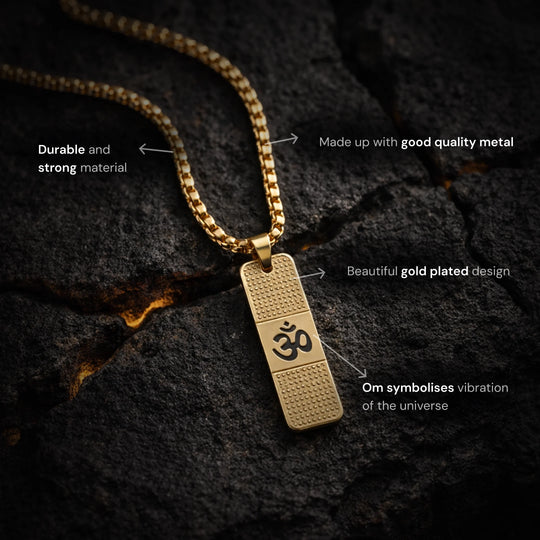 Gold Plated Om Necklace - Gemsinvite  