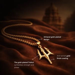 
                    
                      Gold Plated Trishul Necklace - Gemsinvite  
                    
                  