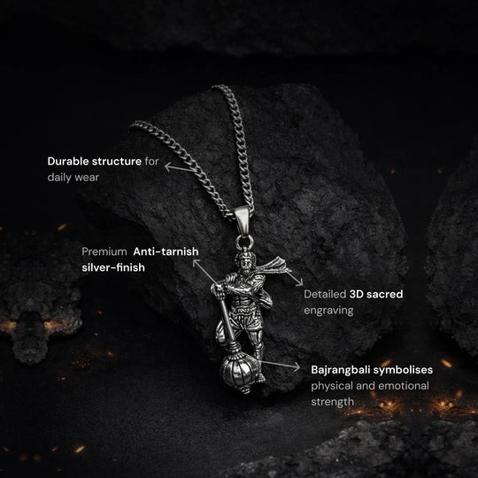 3D Bajrangbali Hanuman Ji Silver Plated Pendant - Gemsinvite  