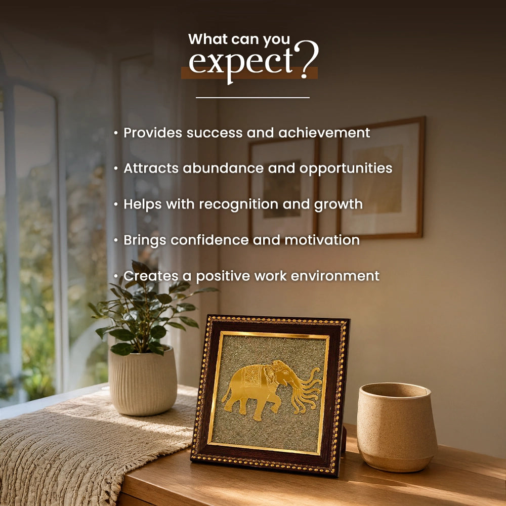Airavata - 7 Trunk Elephant Raw Pyrite Frame
