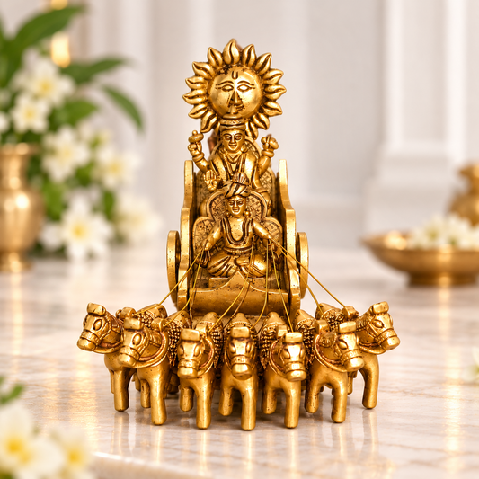 Brass Surya Rath with Seven Horses