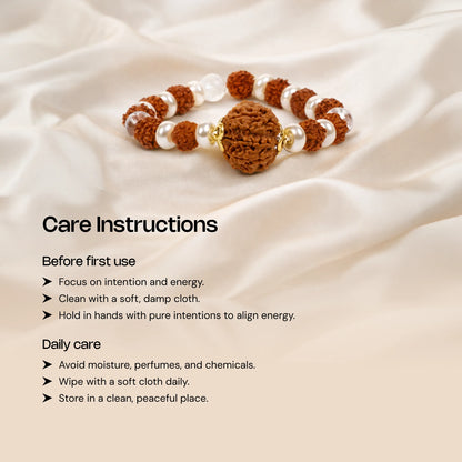 5 Mukhi Rudraksha Gaj Kesari Bracelet with Pearl and Sphatik - Gemsinvite  