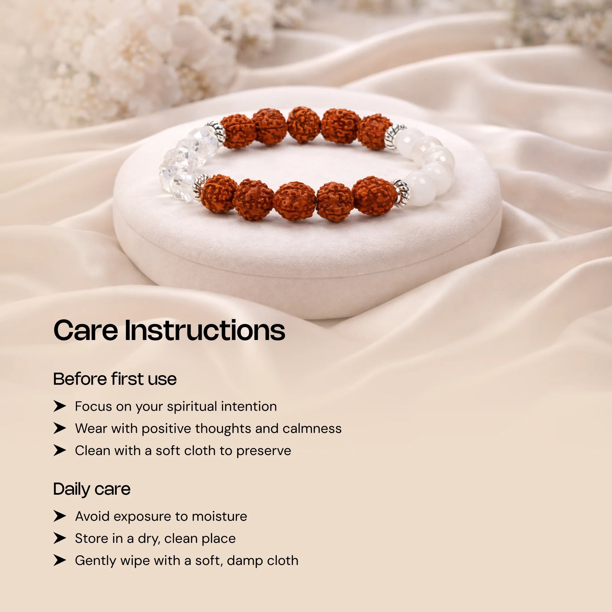 Shiv Ganga Authentic 5 Mukhi Rudraksha Moonstone Sphatik Bracelet - Gemsinvite  