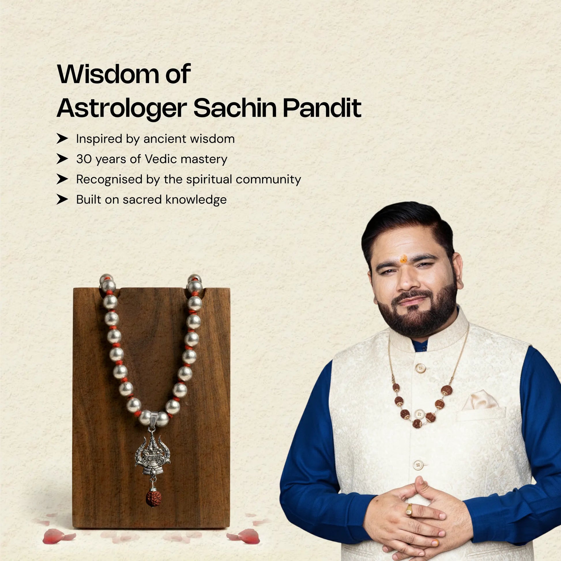 Mercury Beads Mala with Trishul and Rudraksha - Gemsinvite  