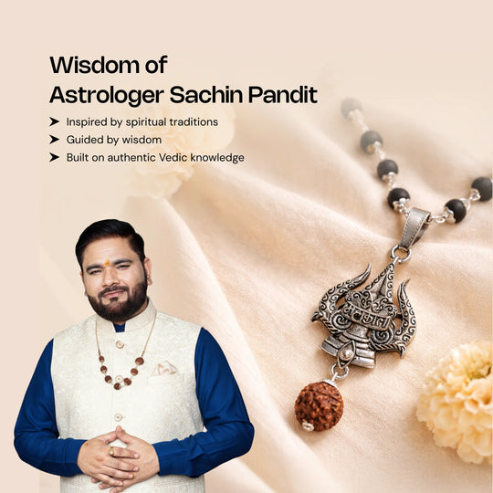 Authentic Silver Karungali Mala with Trishul and Rudraksha - Gemsinvite  