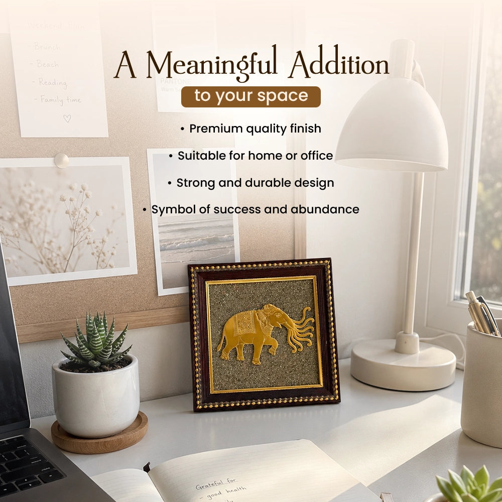 Airavata - 7 Trunk Elephant Raw Pyrite Frame