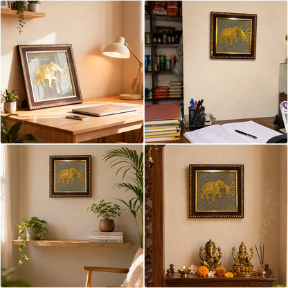 Airavata - 7 Trunk Elephant Raw Pyrite Frame