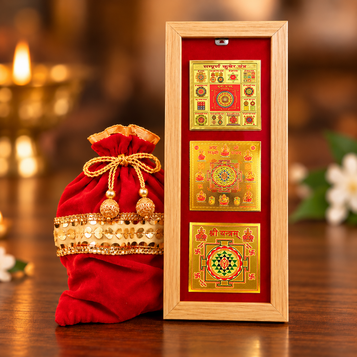 Sampoorna Kuber Lakshmi Shree Yantra Combo with Dhan Potli