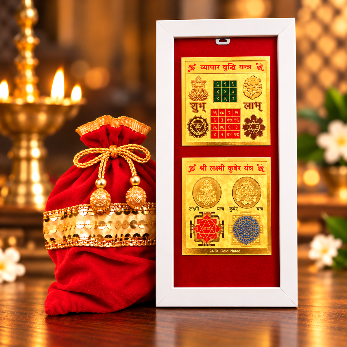 Vyapar Vriddhi Lakshmi Kuber Yantra Combo with Dhan Potli