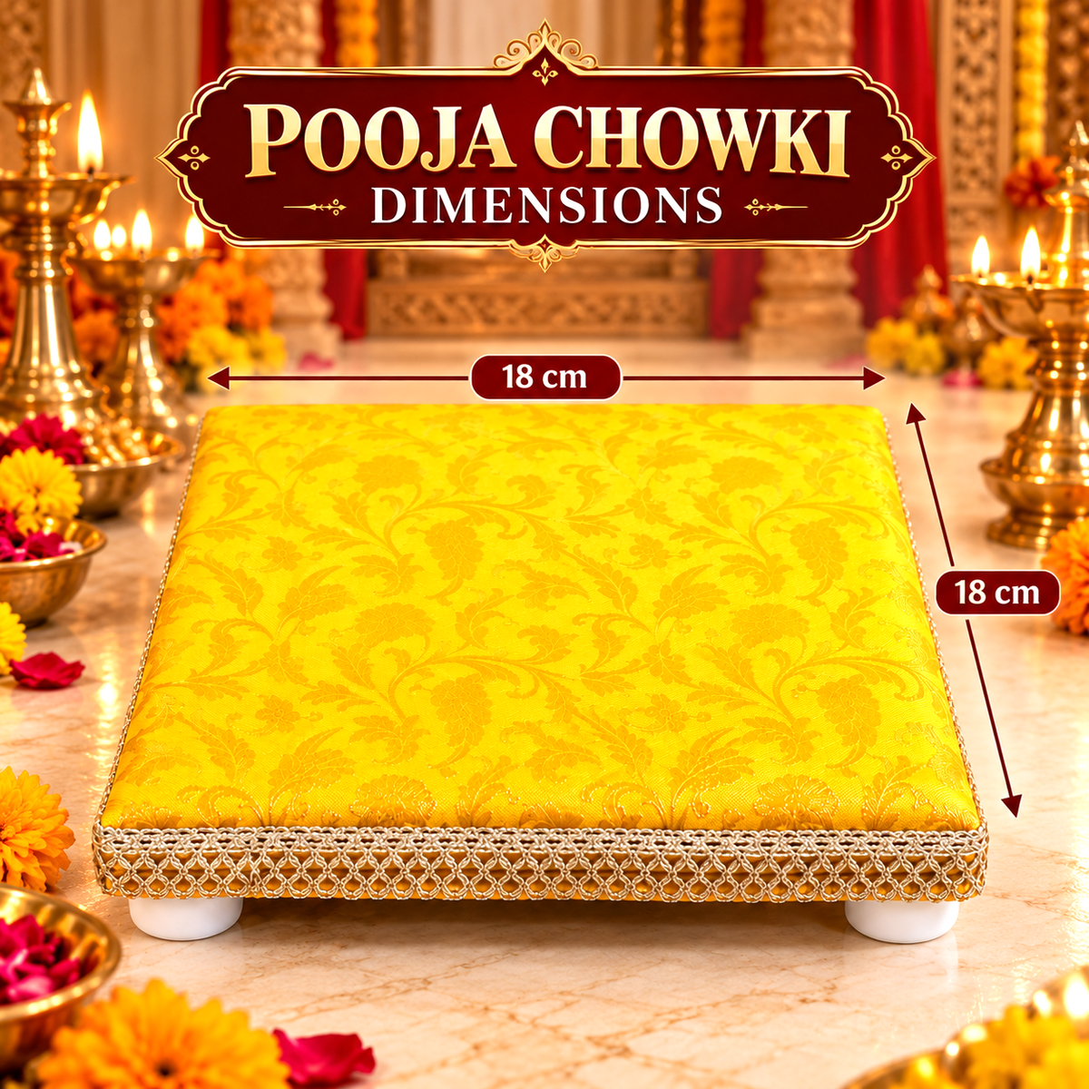 Yellow Pooja Chowki Aasan