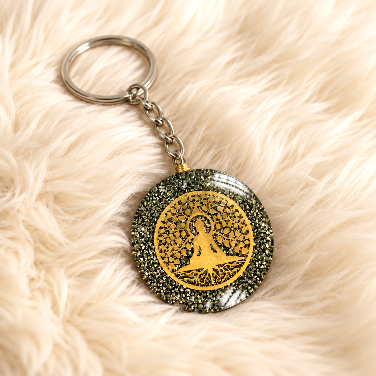 Round Buddha Keychain