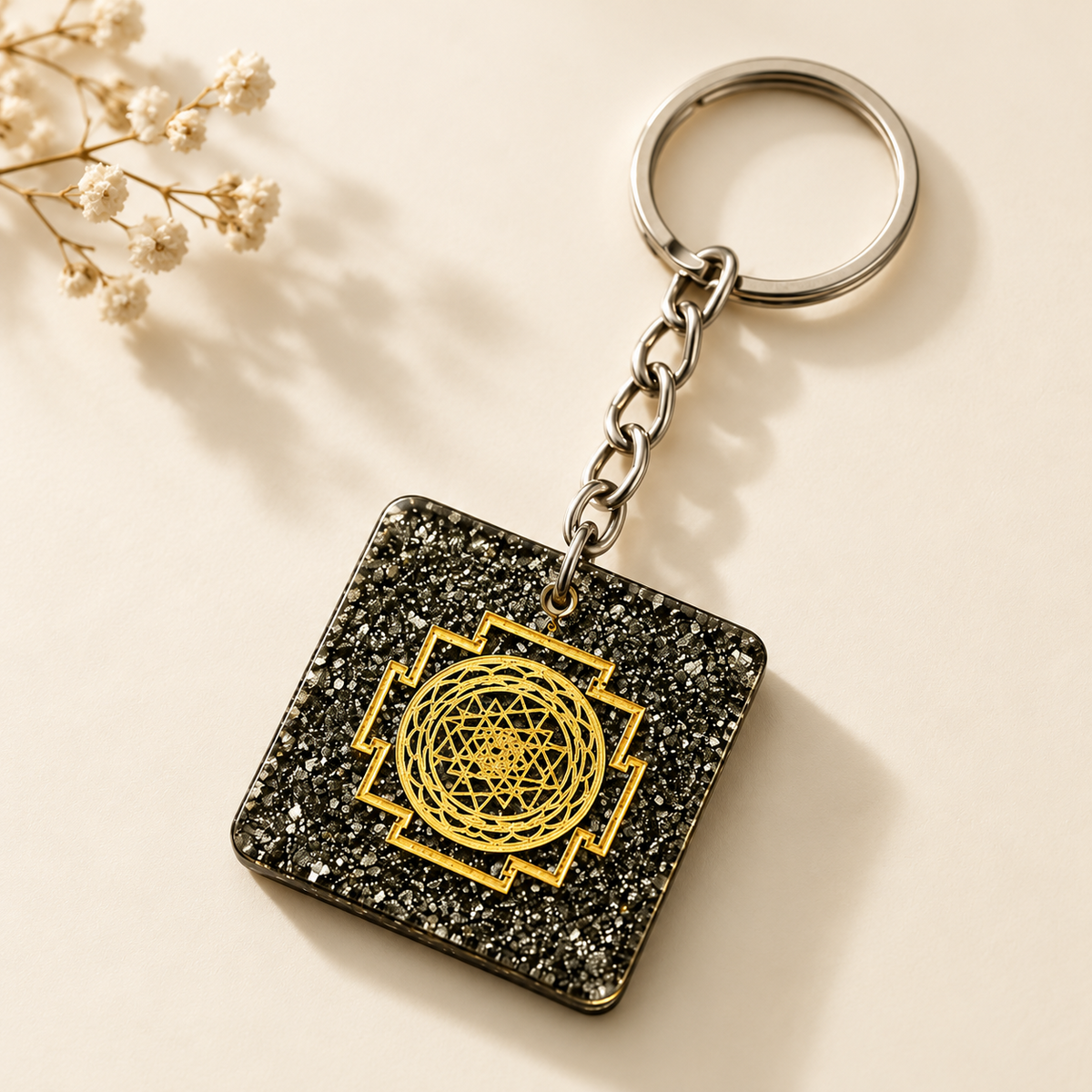Square Sri Yantra Money Magnet Keychain