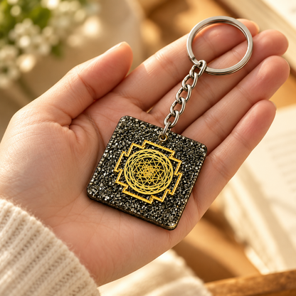 Square Sri Yantra Money Magnet Keychain