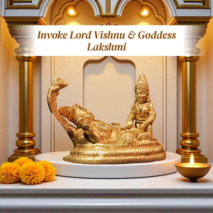 Shri Vishnu Ji & Laxmi Ji Sitting On Sheshnaag In Brass