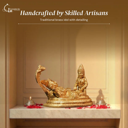Shri Vishnu Ji & Laxmi Ji Sitting On Sheshnaag In Brass