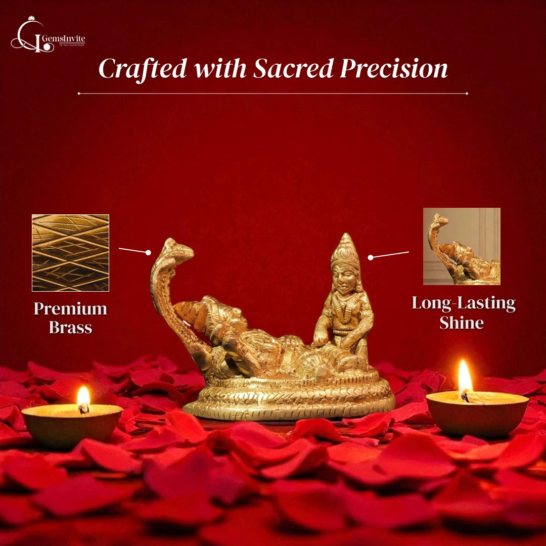 Shri Vishnu Ji & Laxmi Ji Sitting On Sheshnaag In Brass