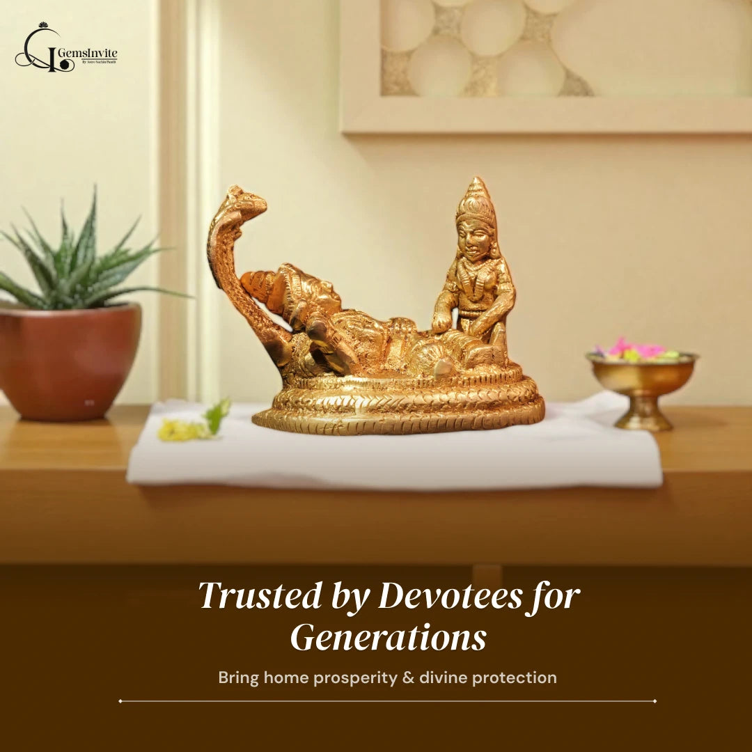 Shri Vishnu Ji & Laxmi Ji Sitting On Sheshnaag In Brass
