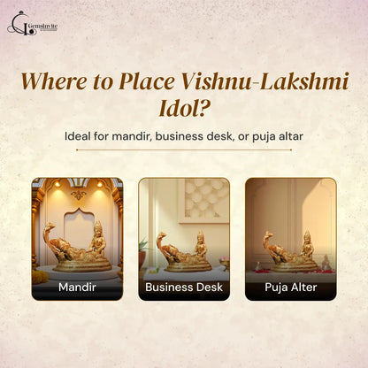 Shri Vishnu Ji & Laxmi Ji Sitting On Sheshnaag In Brass