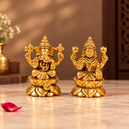 Brass Ganesh Lakshmi Idol