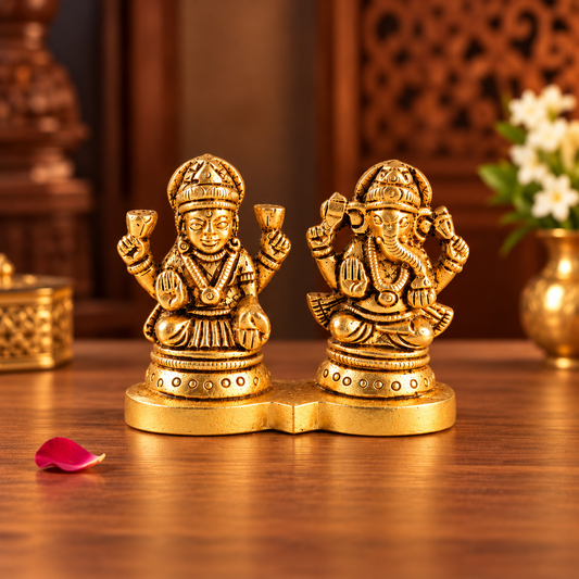 Brass Laxmi Ganesh Murti Set