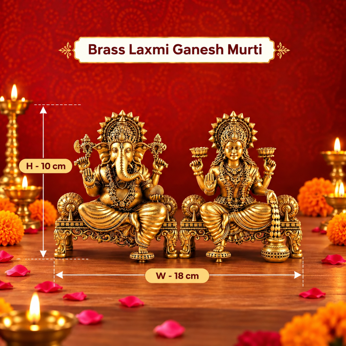 Pure Brass Laxmi Ganesh Murti